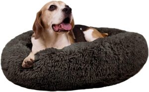 Modern Soft Plush Round Pet Bed for Cats or Small Dogs
