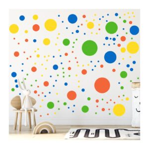 StickerDeen 500+ Assorted Polka Dot Circle Wall Stickers for Kids Bedroom Living Room