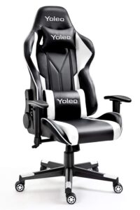 YOLEO Gaming Chair Ergonomic Computer Gaming Chair Adjustable Armrest High Back Office Chair Mute Casters Desk Chair with Lumbar Support and Headrest