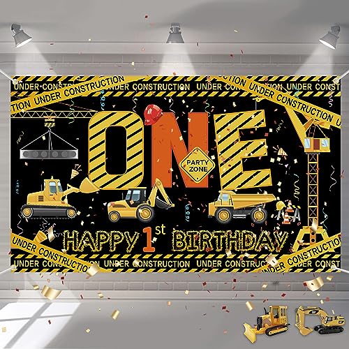 Construction 1nd Birthday Backdrop Banner
