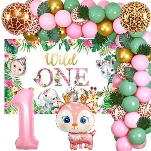 1st Birthday Decorations for Girls Pink Safari