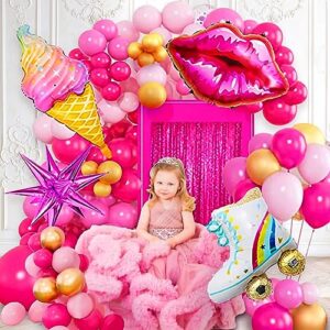 125 Pcs Pink Party Decorations Princess Birthday Decorations Balloon Arch Kit with Barb*e ballons Rose Gold Balloons for Barb*e Theme Party Decorations Girls Birthday Party Supplies