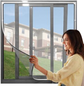 UtauHom Adjustable DIY Magnetic Fly Screen Window Max 48” x 43”Fits Any Size Smaller