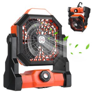 zerotop Camping Fan for Tents Rechargeable Outdoor Tent Fan with LED Lantern & Hook