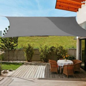 Sun Shade Sail Rectangle Waterproof Sun Shade 95% UV Block Sunscreen Awning Garden Beach Patio Canopy Grey 3x3m