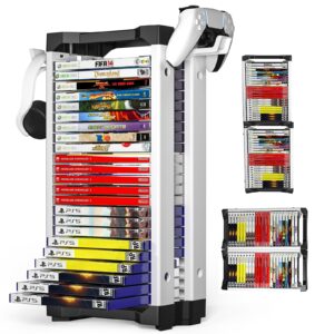 zerotop Video Game Storage Tower Universal Game Holder Rack for PS5/PS4/Xbox One/Xbox 360/Xbox Series X/S/Switch Game Cases