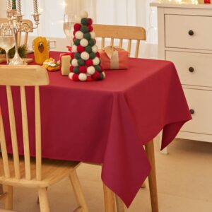 Deconovo Christmas Decorations Red Wipeable Tablecloth 132x229cm(52x90in) Water Resistant Rectangular Table Cloth for Christmas Red