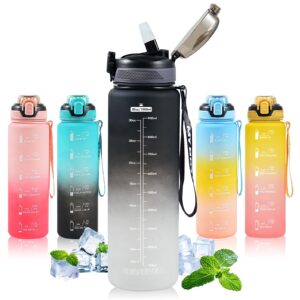 SEASEVEN Water Bottle with Straw 1L