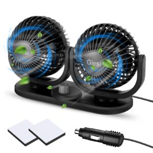 Aceshop Car Fan 12V Auto Car Cooling Fan 4" Dual Head Electric Vehicle Mounted Fan Quite Dashboard Fan