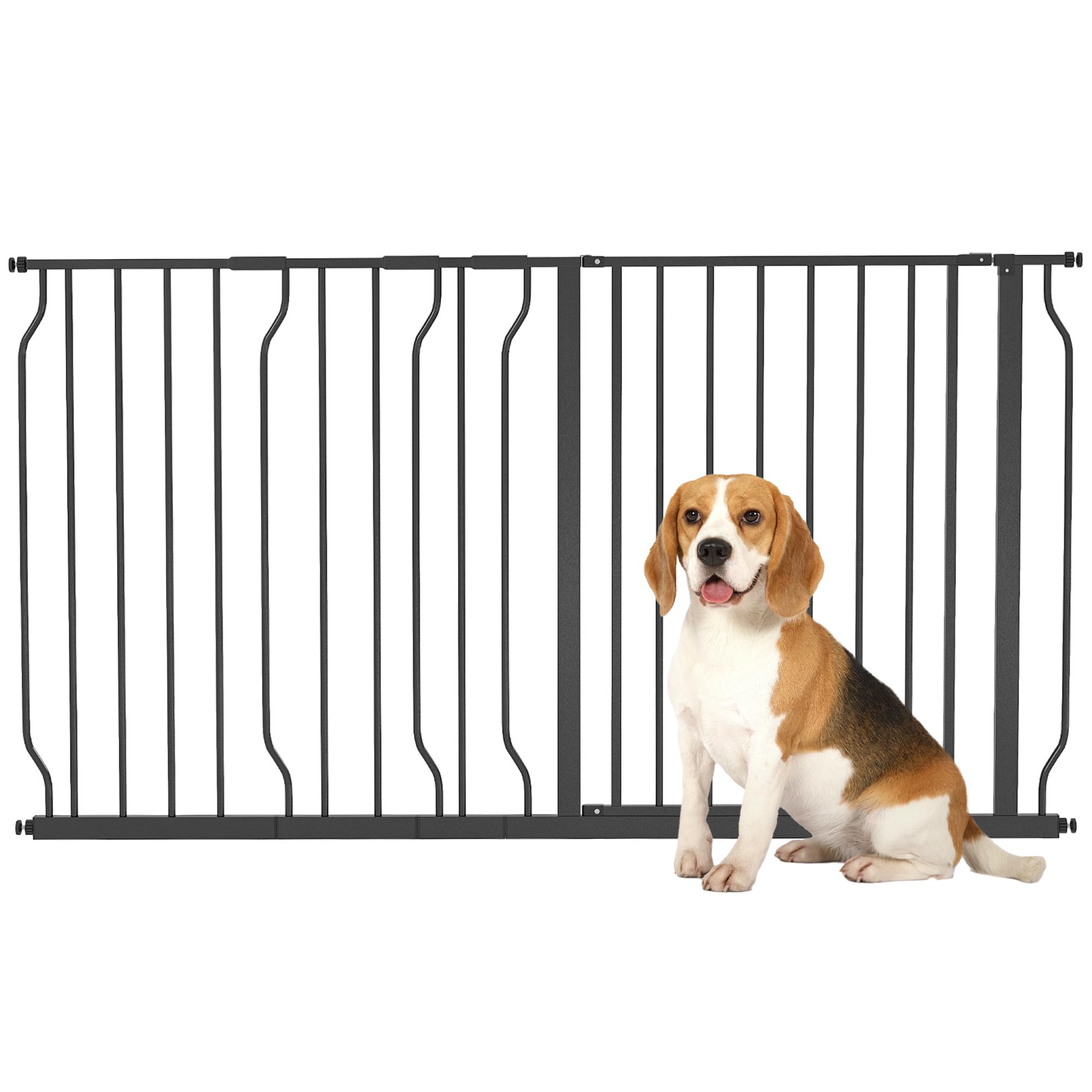 PawHut Dog Gate Wide Stair Gate w/Door Pressure Fit Pets Barrier for Doorway