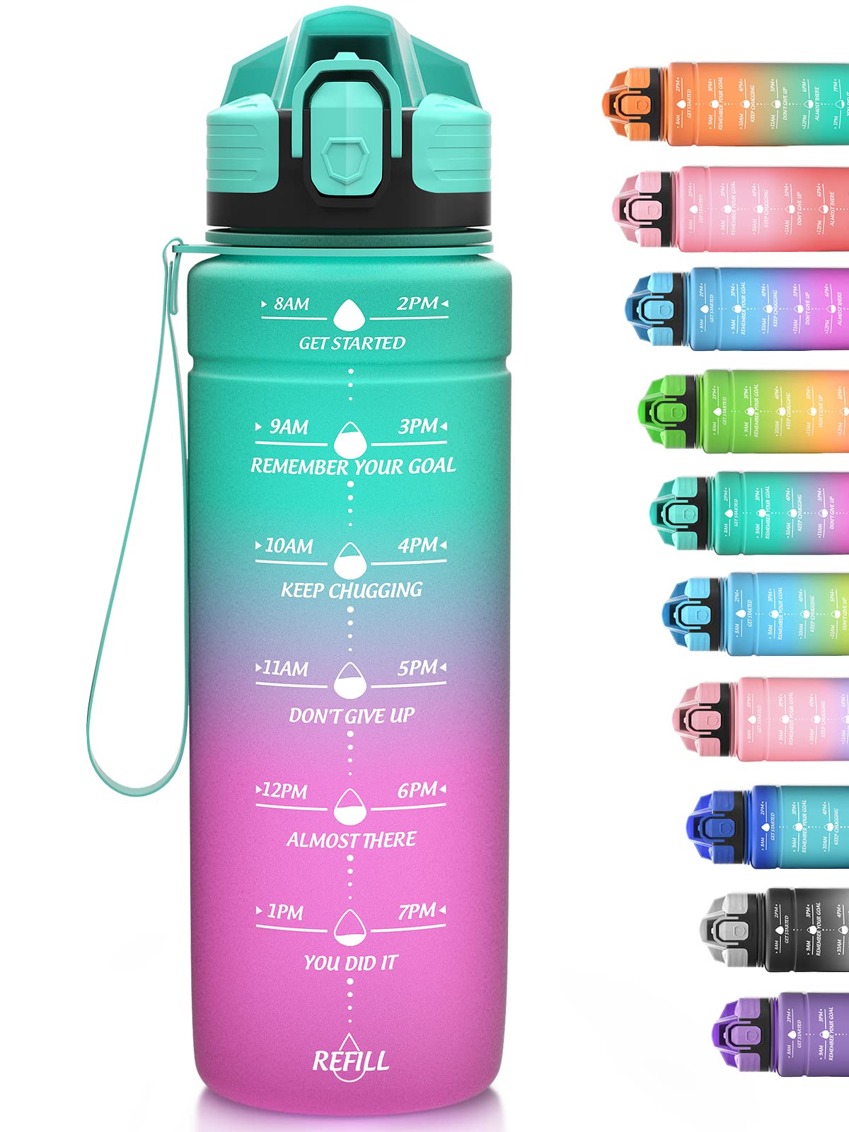 Niggeey 500ml & 700ml & 1000ml Motivational Water Bottle with Time Marker