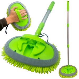 Car Cleaning Brush Microfibre Mop Telescopic Car Wash Brush with Extendable Handle & Scratch Free Head Car Washing Kit - Suitable for Cleaning Cars