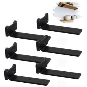 MLOQI 6 Pack Floating Shelf Brackets Scaffold Board Shelf Brackets Cat Ear Style Brackets for Shelves (5 Inches)
