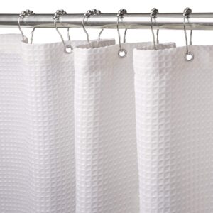 VANZAVANZU Shower Curtain for Bathroom with Metal Hooks Waffle Fabric Shower Curtain Heavy Duty Bath Curtain for Wet Room Bathtub Shower Stall