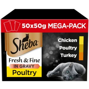 Sheba Cat Wet Food - Fresh and Fine - Cat Pouches Poultry in Gravy - 50 x 50 g Pack