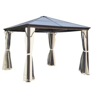 Outsunny 3 x 3(m) Hardtop Gazebo Canopy with Polycarbonate Roof and Aluminium Frame