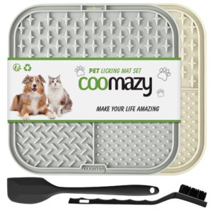 Coomazy Licky Mats for Dogs 2 Pcs Dog Slow Feeding Lick Mats with Suction Cup Boredom and Anxiety Reducer Lick Mats for Dogs(with 1 Spatula + 1 Brush for Easier Cleaning)