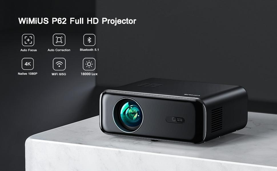 WiMiUS P62 Smart Home Cinema Projector Support 4K