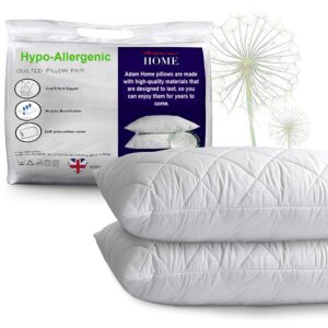 Adam Home Pillows 2 Pack Hotel Quality with Quilted Cover (2 Pillows) Premium Filled Pillows for Stomach