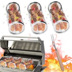 3 PCS Rolling Grill Basket