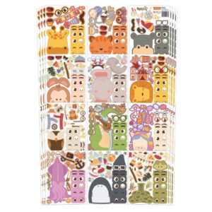 WALPLUS Make-a-face Sticker Make Your Own Animal Mix and Match Sticker Kids Party Favor Supplies Craft Gift Ideas Party Animals Face Design 48 Sheets 15x20cm