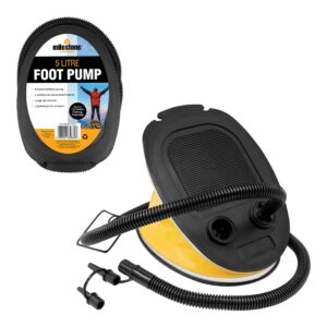 Milestone Camping 85830 5-Litre Foot Operated Air Pump / Suitable For All Inflatables / Includes 2 Nozzles / Lightweight & Portable / 26.5cm x 18.5cm