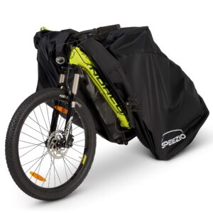 SPEEZIO Bike Cover for Outside Storage Premium 210T fabric 100% Waterproof with Anti-Theft design-Fit for Mountain and Road Bikes Up to 29 Inch with Firm Lock Holes-Dust and UV Protection (Pack of 1)