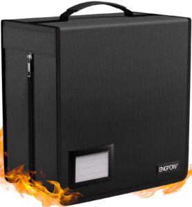 ENGPOW Fireproof CD Wallet 400 Capacity DVD Case Storage Boxes CD Holder Protective Bag Water Resistant Movie Music Media Memoir CD Sleeves Portable DVD Organizer Binder for Home Office Ca
