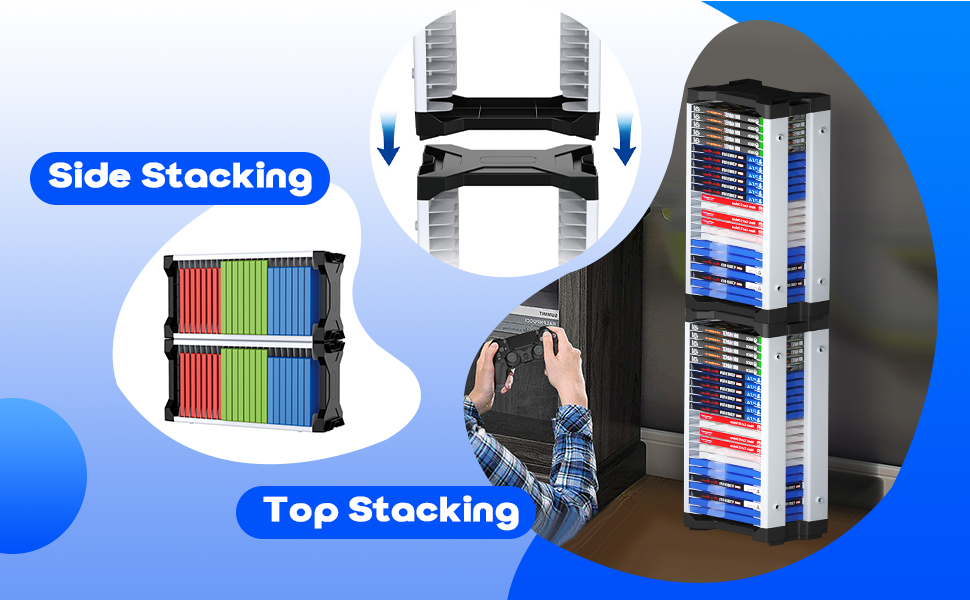 Game Storage Tower Video Game Storage Game Holder Rack for PS4 PS5 Xbox One Xbox Series X S
