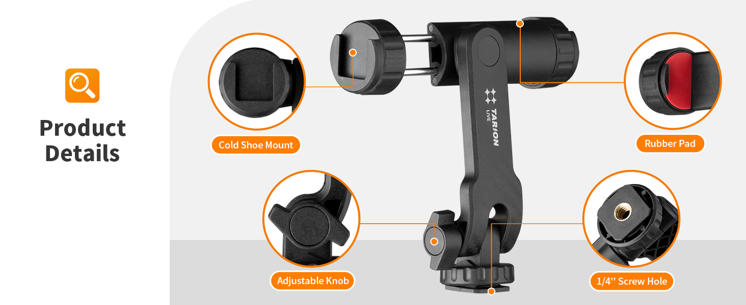 TARION Smartphone Tripod Mount Cellphone Holder 360°Rotatable Phone Clamp Adapter