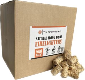 500 - Natural Eco Wax-Coated Wood Wool Firelighters for Safe