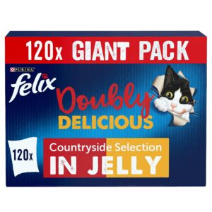 Felix As Good As It Looks Doubly Delicious Adult Wet Cat Food Meat in Jelly 120 x 100g Pouches