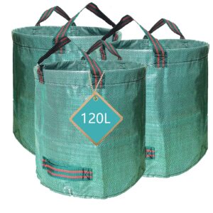 Garden Waste Bags Heavy Duty 120 Litre Reusable Outdoor Trash Garden Yard Trash Bag Foldable Camping Recycling Bags for Leaf