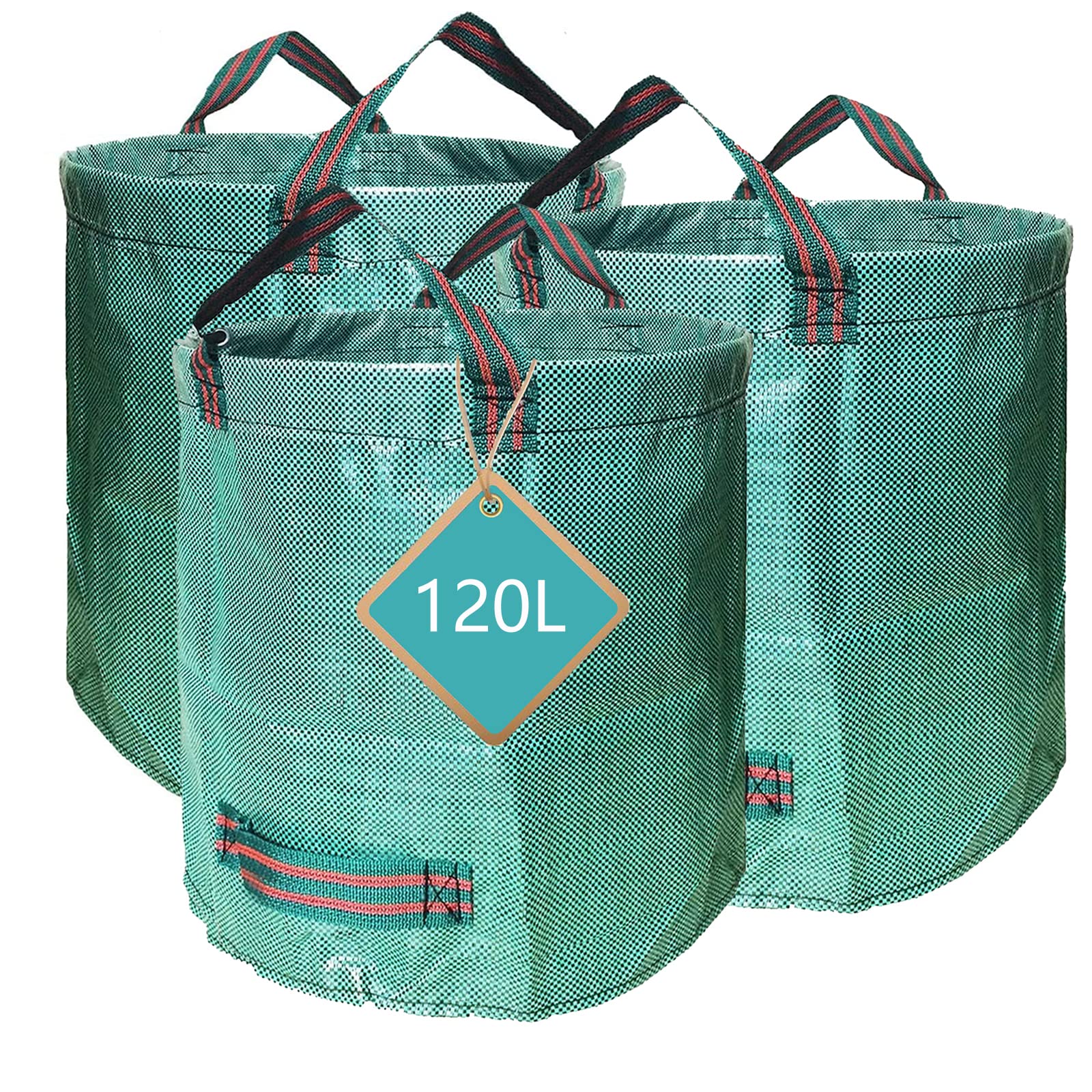 Garden Waste Bags Heavy Duty 120 Litre Reusable Outdoor Trash Garden Yard Trash Bag Foldable Camping Recycling Bags for Leaf