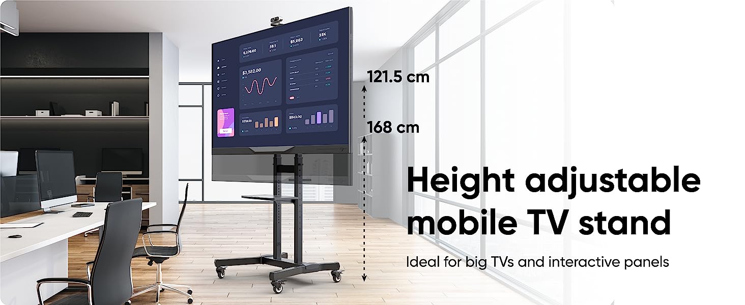 rolling tv stand 55 inch tv cart portable wheels mount 86 85