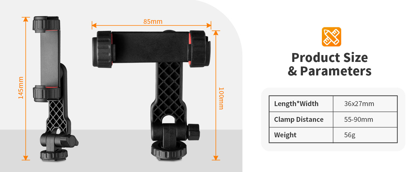TARION Smartphone Tripod Mount Cellphone Holder 360°Rotatable Phone Clamp Adapter
