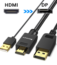 8K HDMI to DisplayPort Adapter, Active HDMI 2.1 to DP 1.4 Converter with USB Power, 8K@30Hz 4K@120Hz