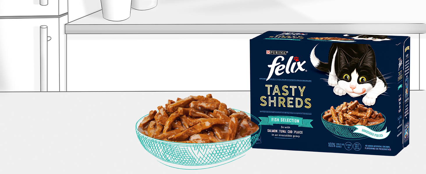 Felix, tasty shreds, purina