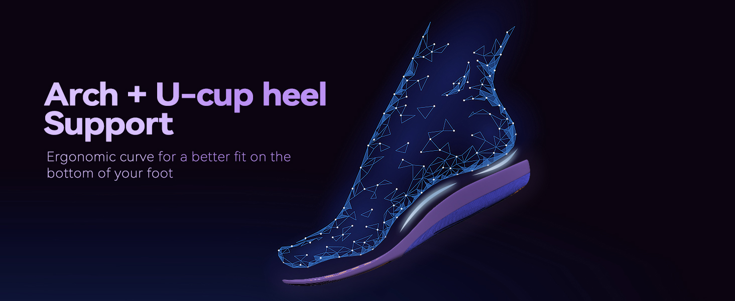The U-shaped deep heel cup of the sport insoles protects the ankle