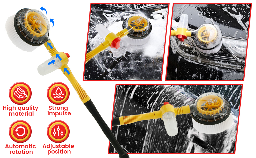 MaLng Car Wash Brush Mop Kit Auto Rotating Car Wash Brush With Soap Dispenser