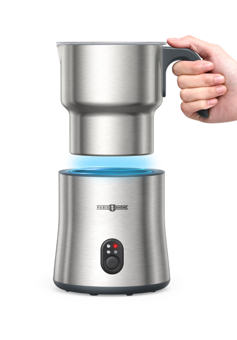 Detachable Milk Frother Machine, PARIS RHÔNE 4 in 1 Automatic Stainless Steel Milk Steamer