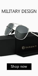 Men's Military Style Polarized Pilot Sunglasses