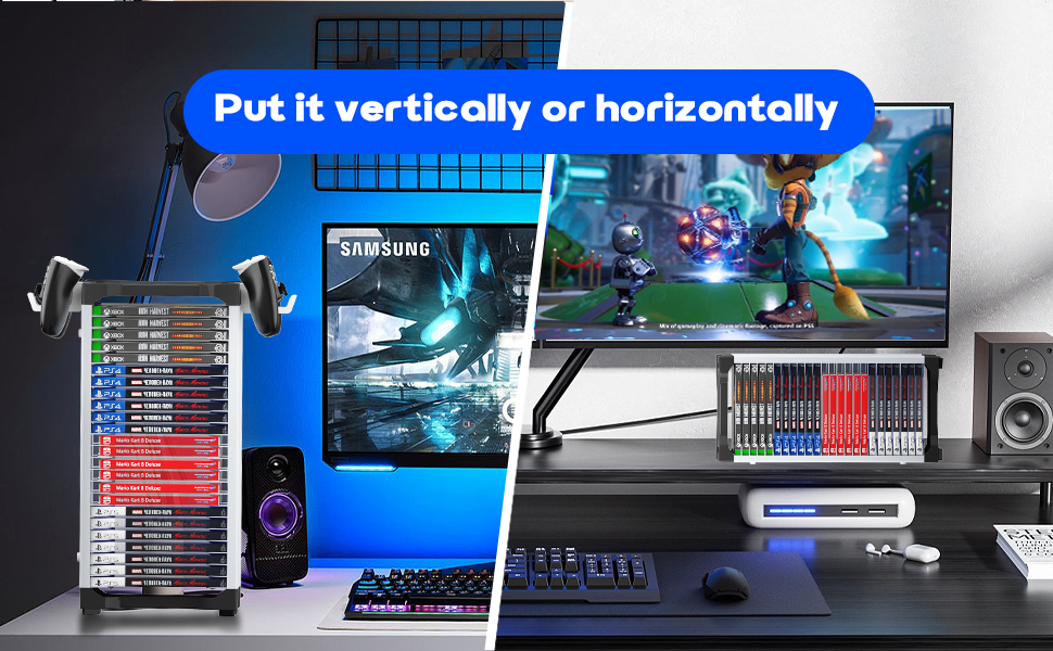 Game Storage Tower Video Game Storage Game Holder Rack for PS4 PS5 Xbox One Xbox Series X S
