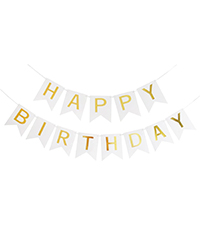 White gold bunting banner for girls women party decor flag garland celebration