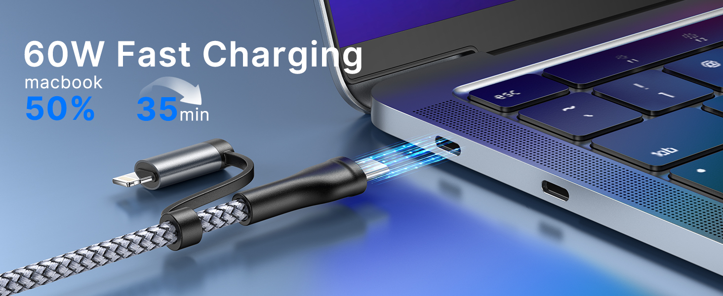 Multi Charger Cable, USB C Multi Cable Charger 4 in 1