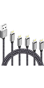 5Pack iphone charger Gray and Black