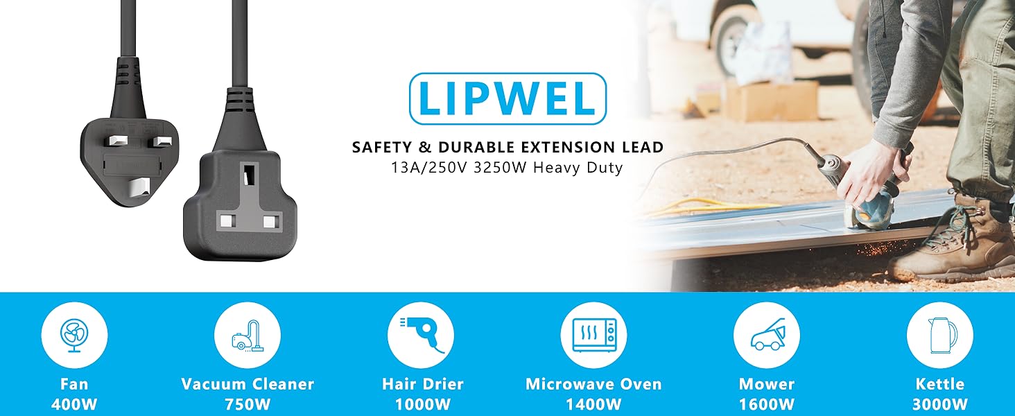 Single extension lead 1m