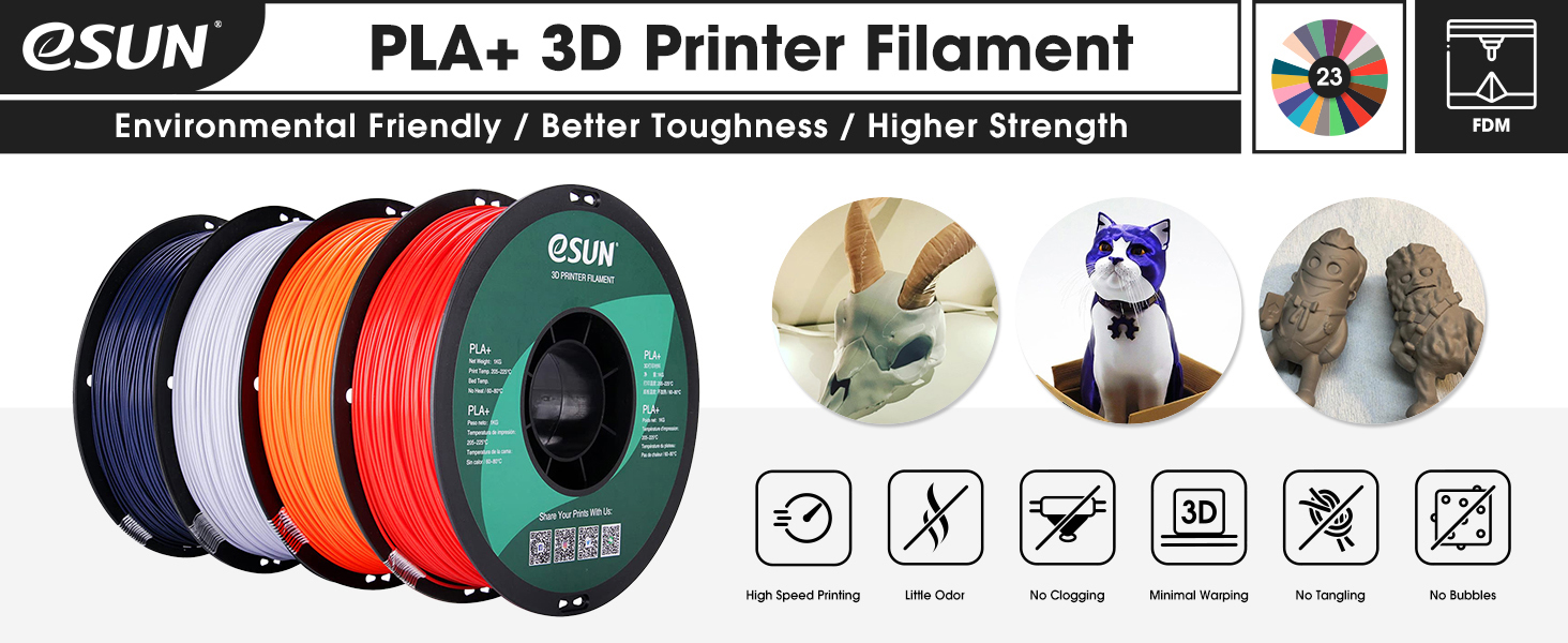eSUN PLA+ Filament 1.75mm 3D Printer Filament PLA Plus 1KG Spool 3D Printing Filament