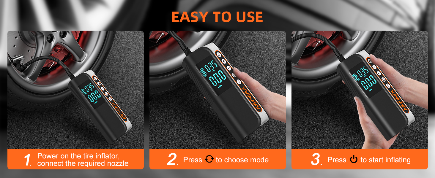 EASY TO USE the portable air compressor cordless bike pump