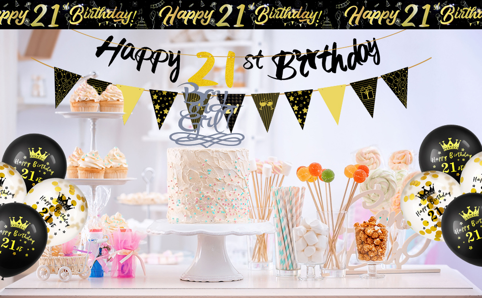13 Pieces 21st Birthday Party Decoration Set